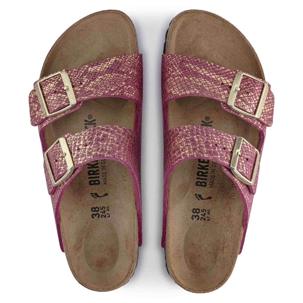 Birkenstock Arizona micro fiber metallic python embossed sandals sz 39 (W8/8.5)